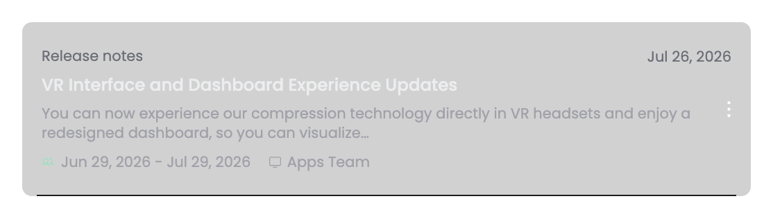 Client release note created from completed work